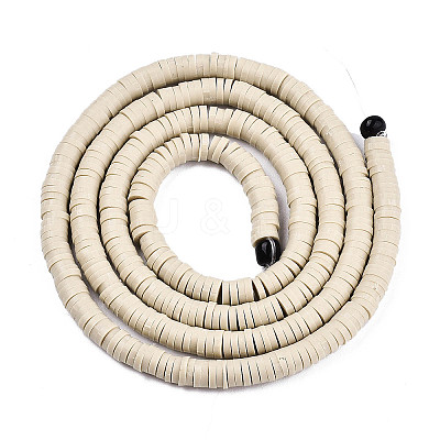 Flat Round Handmade Polymer Clay Beads CLAY-R067-6.0mm-02-1