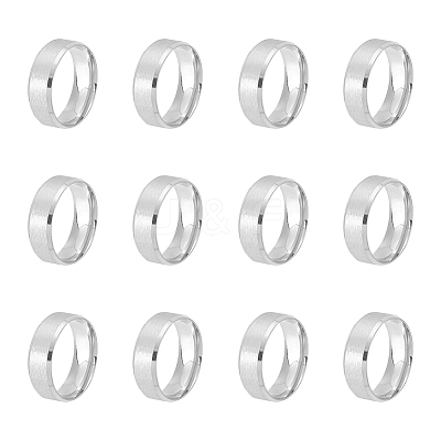 12Pcs 201 Stainless Steel Plain Band Ring for Men Women RJEW-UN0002-44A-1