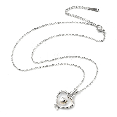 Heart 304 Stainless Steel Cat Eye Pendant Necklaces for Women NJEW-D288-06P-1