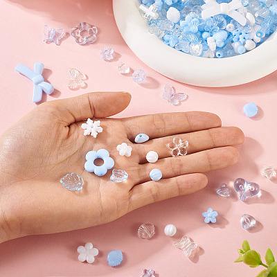 100G Transparent & Opaque Acrylic Beads TACR-TA0001-57D-1