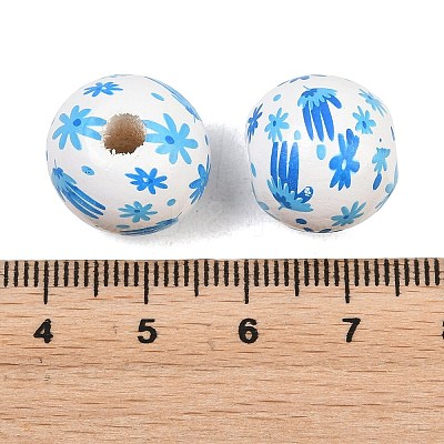 Printed Wood European Beads WOOD-G029-06A-1