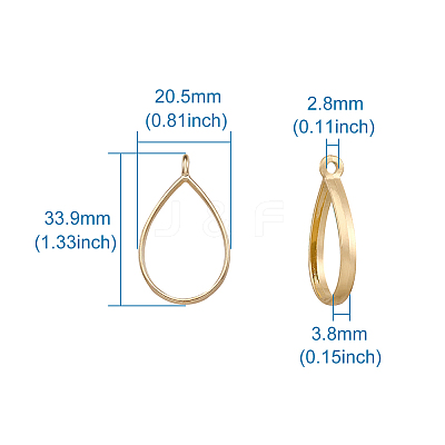 Rack Plating Alloy Teardrop Open Back Bezel Pendants PALLOY-TA0001-09G-1
