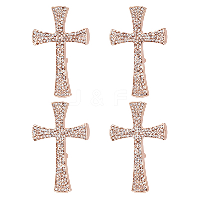 4Pcs Cross Rhinestone Lapel Pins JEWB-HY0001-50RG-1