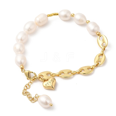 Rack Plating Brass Heart Charm Bracelet BJEW-G671-01G-1