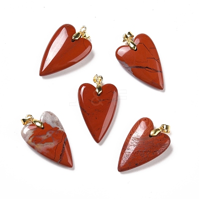 Natural Red Jasper Pendants G-E570-01G-02-1