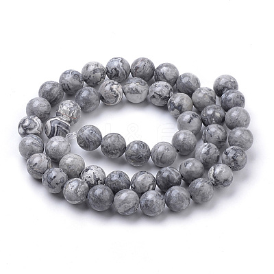 Natural Map Stone/Picasso Stone/Picasso Jasper Beads Strands G-S259-09-12mm-1