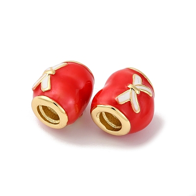 Brass Enamel European Beads KK-Q098-34G-1