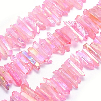 Electroplated Natural Quartz Crystal Beads Strands G-P368-05E-1