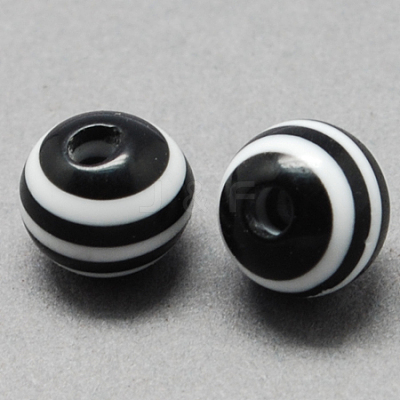 Round Striped Resin Beads RESI-R158-12mm-11-1