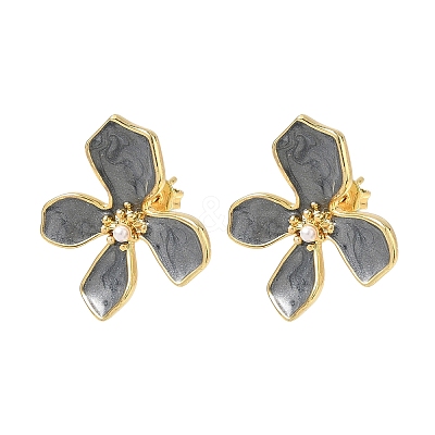 Brass Enamel Stud Earrings for Women KK-CBA760A-11G-02-1