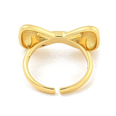 Brass Bowknot Open Cuff Ring for Women RJEW-M173-05G-1
