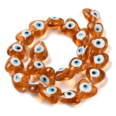 Heart Evil Eye Lampwork Bead Strands LAMP-R119-07-1