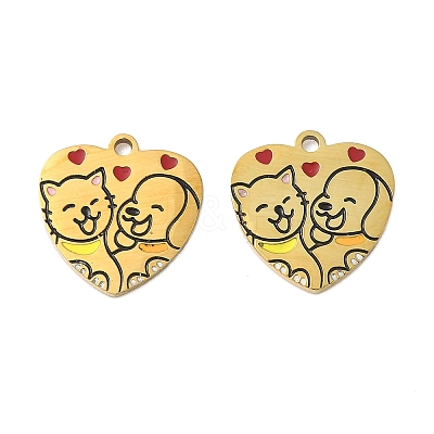 304 Stainless Steel Enamel Pendants STAS-G360-02G-1
