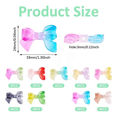 36Pcs 9 Colors Transparent Acrylic Beads OACR-TA0004-03-1