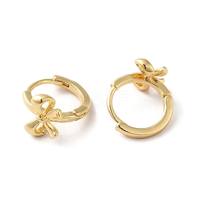 Brass Bowknot Hoop Earrings for Women ZIRC-Q201-15G-1