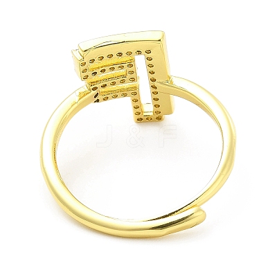 Mixed Color Enamel Initial Letter Adjustable Ring with Clear Cubic Zirconia RJEW-P045-01G-F-1