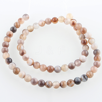 Dyed & Heated Natural Agate Round Beads Strands G-E230-01-6mm-1