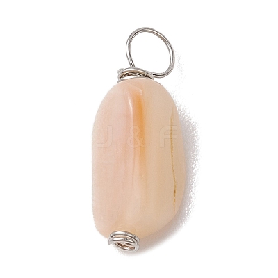 Natural Seashell Nuggets Charms PALLOY-JF02841-1