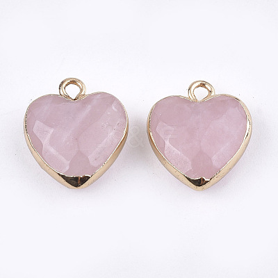 Electroplate Natural Rose Quartz Pendants X-G-T112-03H-1
