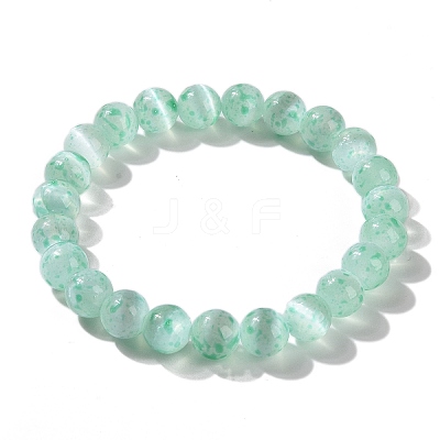 Dyed Natural Selenite Round Beaded Stretch Bracelet for Women BJEW-G697-02A-1