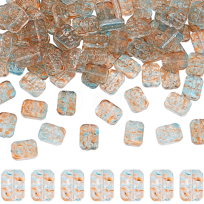 100Pcs Transparent Spray Painted Glass Beads GLAA-PA0001-60B-1