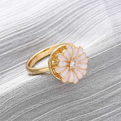 Brass Micro Pave Cubic Zirconia Rotating Finger Rings RJEW-S636-04G-1