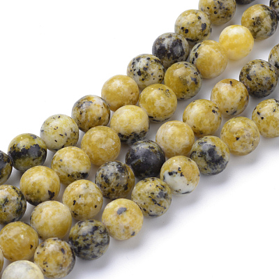 Natural Yellow Turquoise(Jasper) Beads Strands X-G-R345-8mm-44-1
