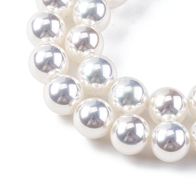 UV Plating Pearlized Glass Pearl Beads Strands GLAA-F128-01B-T1-1