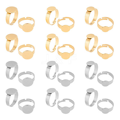 24Pcs 6 Style Adjustable 304 Stainless Steel Finger Rings Components STAS-AR0001-53-1
