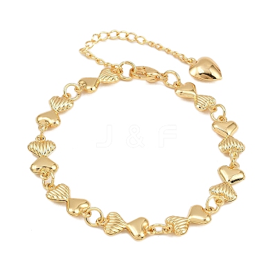 304 Stainless Steel Heart Link Chain Bracelets for Valentine's Day Gift BJEW-D359-17C-G-1