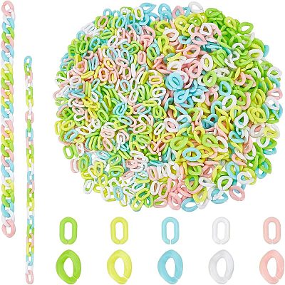 1000Pcs 10 Style Opaque Acrylic Linking Rings FIND-CA0004-84-1