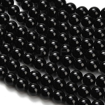 Natural Black Onyx(Dyed & Heated) Beads Strands X-G-H329-C06-8mm-1