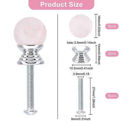 8 Sets Aluminium Alloy Drawer Knobs with Screw DIY-BC0005-17-1