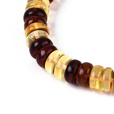 Natural Amber Beaded Stretch Bracelets for Men Women BJEW-T018-20-1