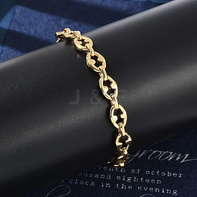 304 Stainless Steel Oval Link Chain Bracelets for Women Men BJEW-F488-48A-G-1