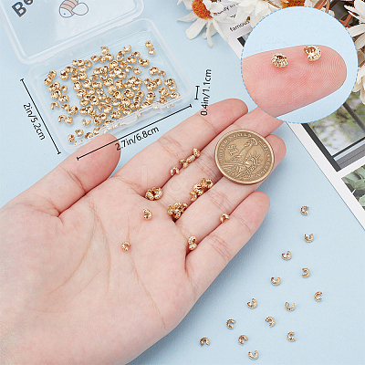 200Pcs Brass Crimp Beads Covers FIND-BBC0003-63-1