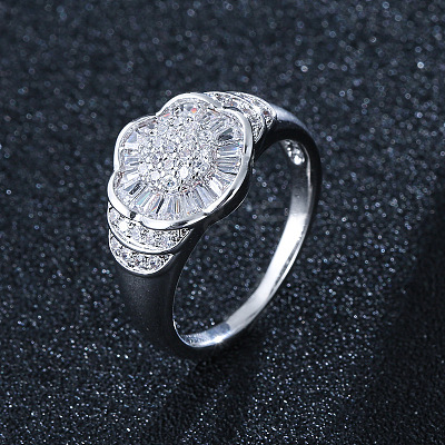 Brass Micro Cubic Zirconia Finger Rings FS-WG10423-04-1