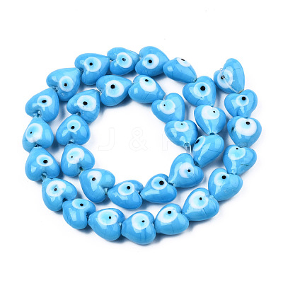 Handmade Evil Eye Lampwork Beads Strands LAMP-N029-010F-1