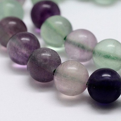 Natural Rainbow Fluorite Bead Strands G-P255-01-8mm-1