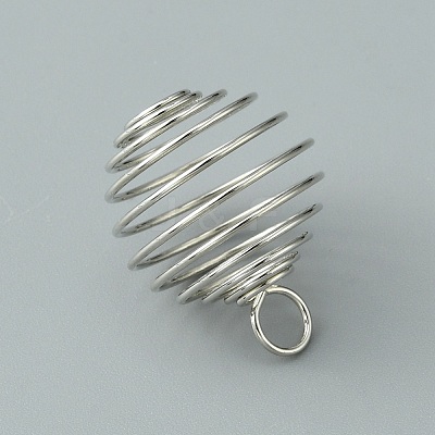 Carbon Steel Spiral Bead Cage Pendants IFIN-WH0027-47B-P-1