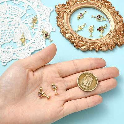 10Pcs 5 Styles Brass Micro Pave Cubic Zirconia Pendants KK-CJ0004-43-1