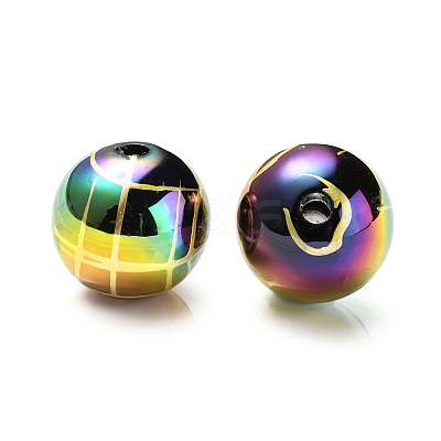 UV Plating Rainbow Iridescent Acrylic Beads PACR-E001-02E-1