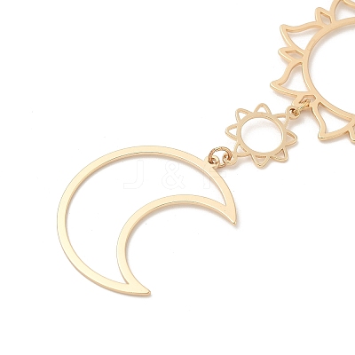 Sun & Moon Alloy Pendant Necklace & Asymmetrical Hoop Earring Sets FS-WG43B09-01-1