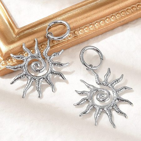 304 Stainless Steel Sun Hoop Earrings EJEW-M073-01P-1