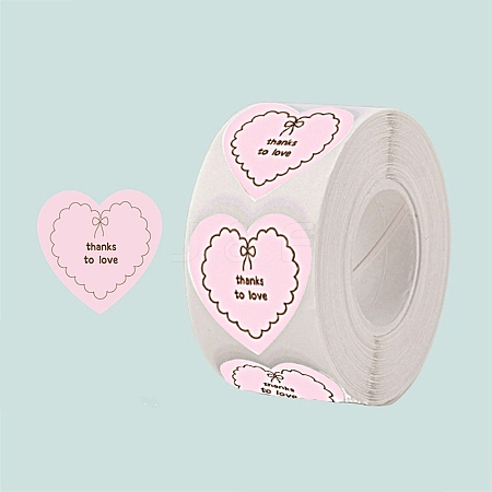 500Pcs Heart with Thank You Roll Stickers DIY-U008-01G-1