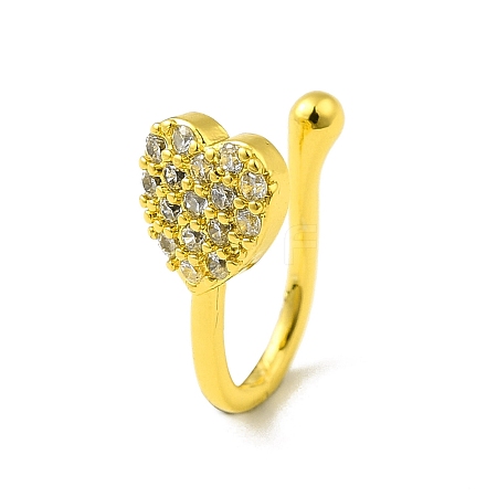 Clear Cubic Zirconia Heart Clip on Nose Ring LS-AJEW-F059-22G-1