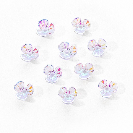 Electroplated 3-petal Flower Resin Cabochons MRMJ-R128-15H-1