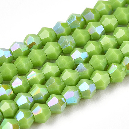 Opaque Solid Color Electroplate Glass Beads Strands EGLA-A039-P2mm-L21-1