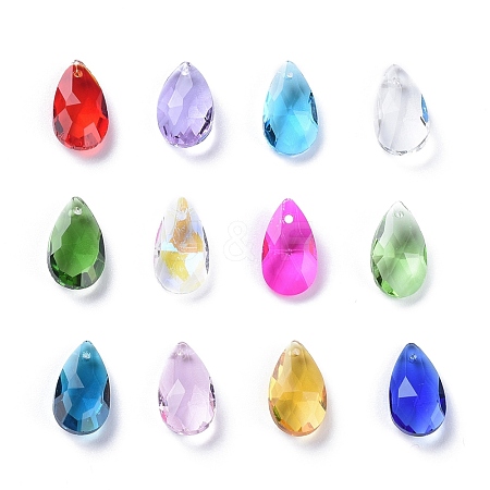 72Pcs 12 Colors Birthstone Charms Glass Pendants RGLA-ZZ0001-02-9x15mm-1