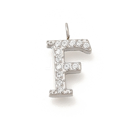 304 Stainless Steel Micro Pave Cubic Zirconia Pendants STAS-H228-06P-F-1
